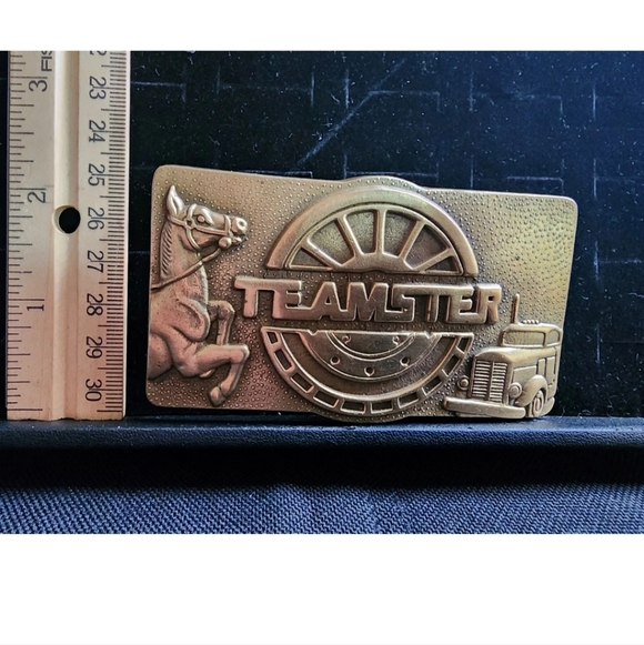 Vintage Belt Buckle Solid Brass Teamsters Union Buckle